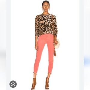 MOTHER Hopscotch Pink Looker Ankle Chew Corduroy Denim High Rise Skinny Jeans 25